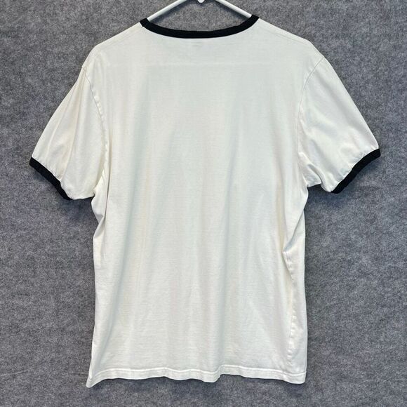 Vintage ELLESSE T-Shirt Men's Large White Big Logo Trashed Moa Ringer Graphic - Picture 13 of 16
